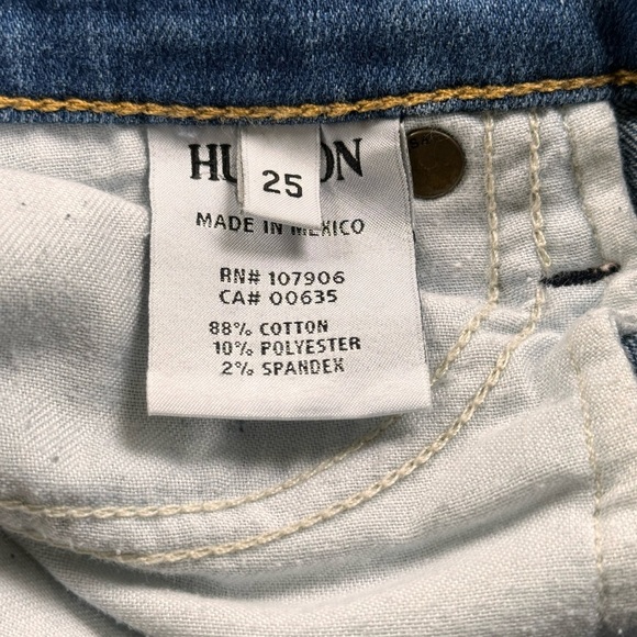 HUDSON Krista Super Skinny Crop Woman’s Blue Distressed Zip Up Jeans Size 25 - Picture 4 of 8